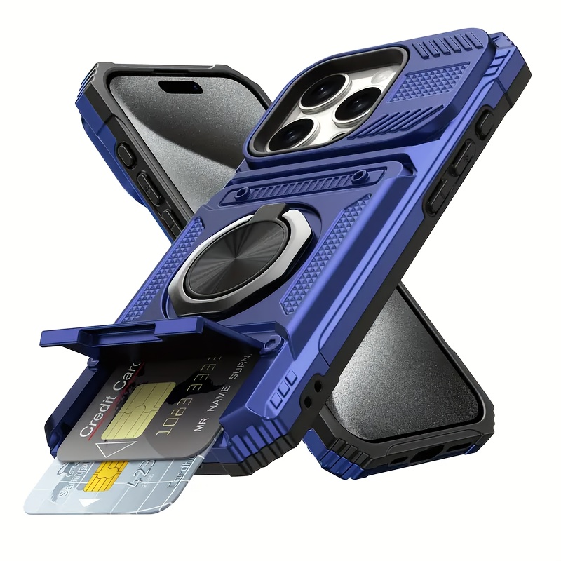 TEMU Phone Case: Hidden Slot Phone Case For Iphone 18 Pro Max 17 16 15 14 13 12 11 Pro Air Series, Built-in Card Slot With Metal 360° Rotating Stand,