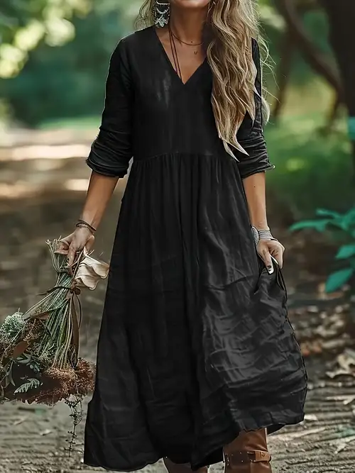women's plus size cotton dresses with sleeves Women Printed Cotton Dress Soft Casual Loose Robes Long Sleeves Dress Shift Dress Boho Maxi Dresses Customized Dress Plus Size Linen Dress