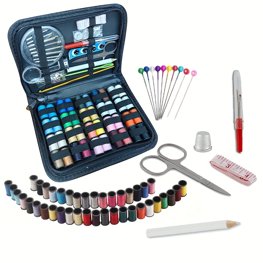 

Kit de couture 98/84 pièces avec étui, fournitures de couture portables 40 fils de couleur Aiguille de fil pour petites réparations, mini kit de couture de voyage de base pour les réparations d'