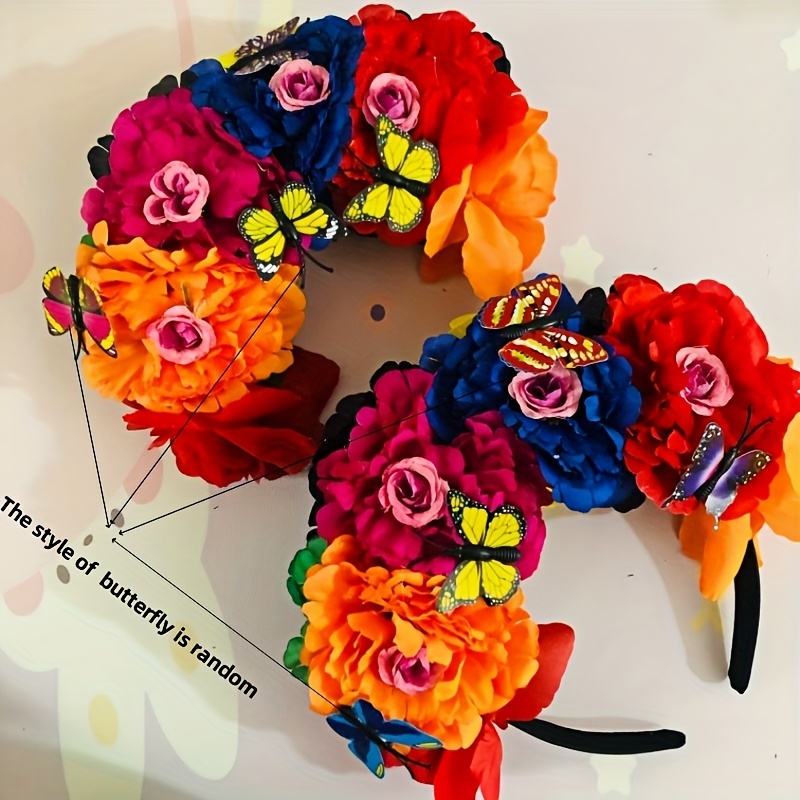 E-shop Ethnischer Stil Simulationsblumen-Kopfschmuck, Party-Stirnband, Damen-Pfingstrosen-Blumen-Kopfschmuck
