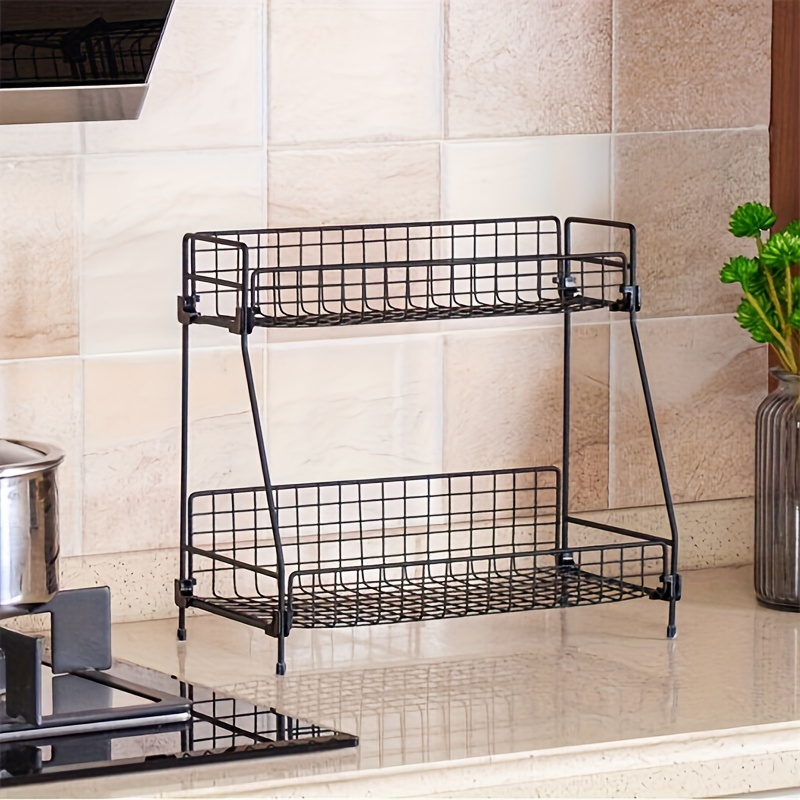 

2 Tier Kitchen And Bathroom Storage Racks For Countertop Shelves Wire Basket Organizer, Sturdy And , Minimalist Style, Storage Racks For The Home