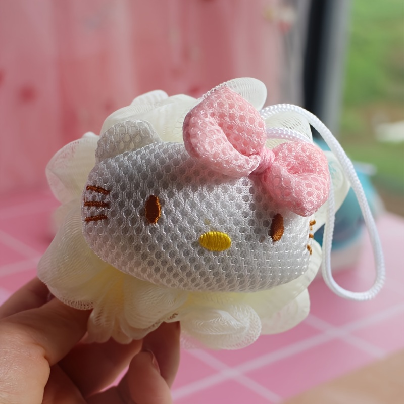 Image of For Hello Kitty & For My Melody Bathroom Sponges - Soft Shower Scrubbers With Cute Plush Design, Durable And Lightweight Bath Poufs For Cleaning, Shower Accessories