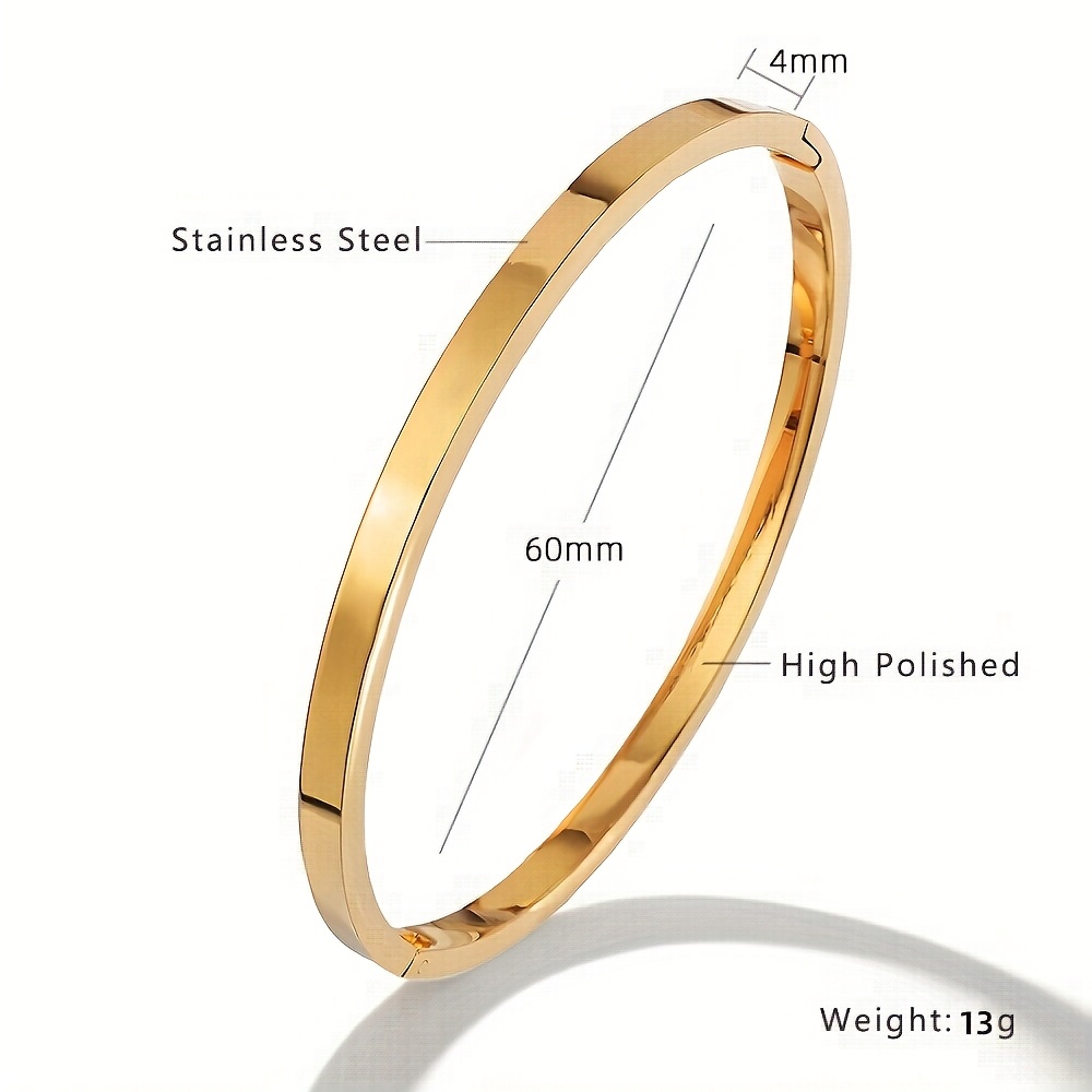 Set of 4 Classic Unisex Bangles, Sleek Flat Design