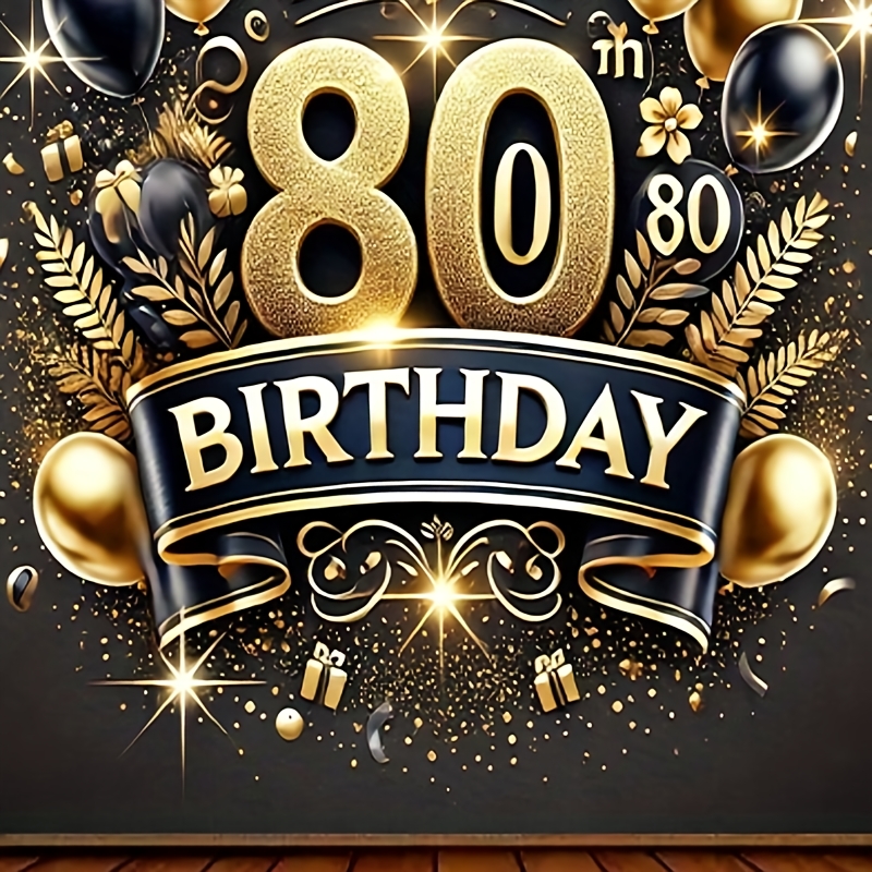 

1pc Elegant 80th Birthday Party Banner, 8x6ft Polyester Backdrop, Multifunctional Celebration Decoration, Background, With For Indoor & Outdoor Events, , Home & Garden