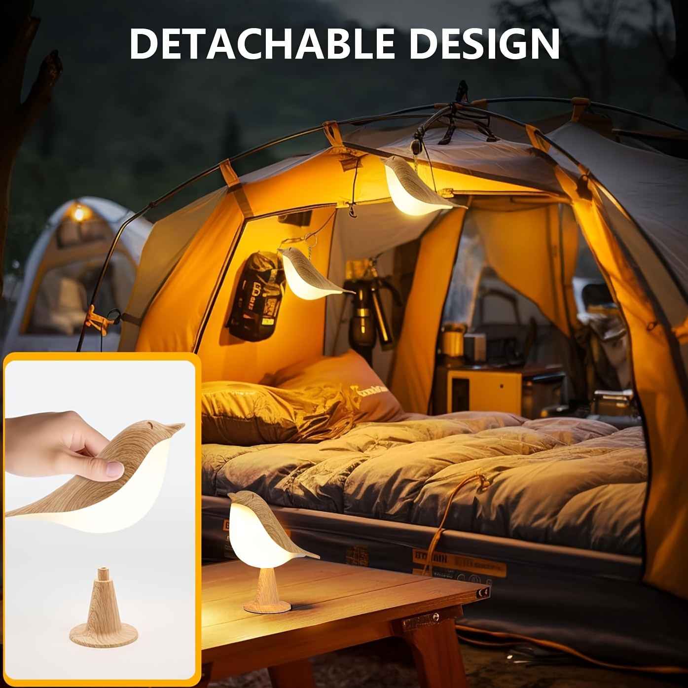 1个鸟形触摸灯，适合卧室使用，可调光无绳小夜灯，usb充电触摸感应控制台，情人节礼物，复活节装饰，完美礼物 商品详情 2