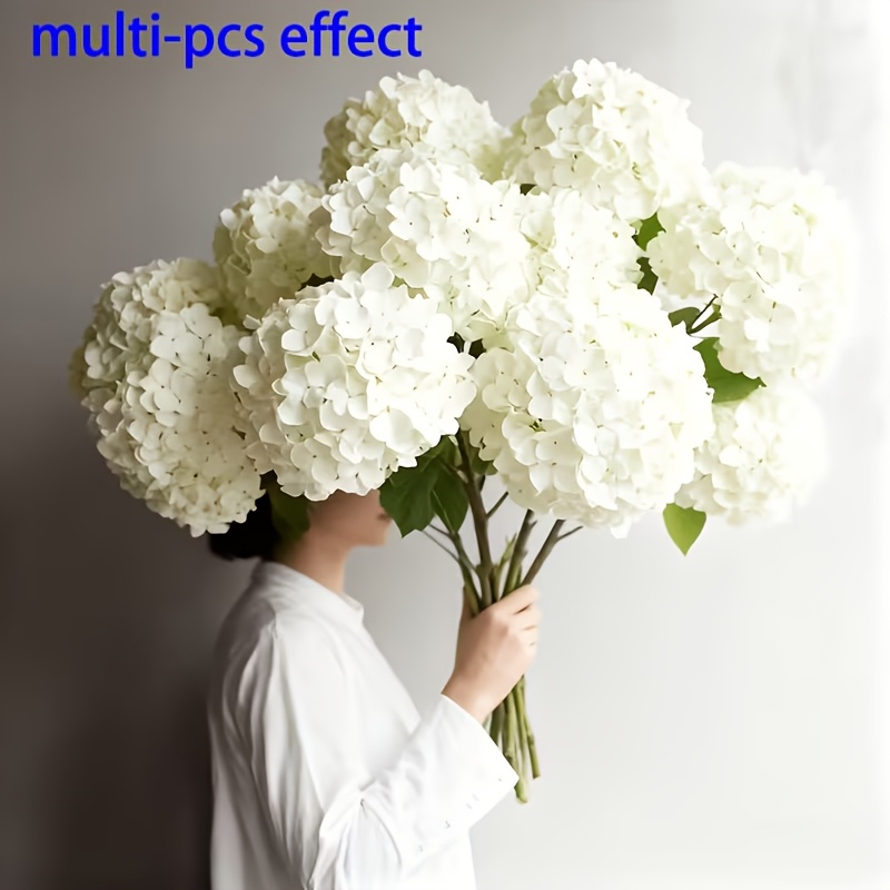 4 pack white hydrangea artificial flowers outdoor faux flowers for courtyards lawns and gardens perfectly suitable for outdoor garden decor home dining table decor bedroom living room decor birthday party decor vase arrangements
