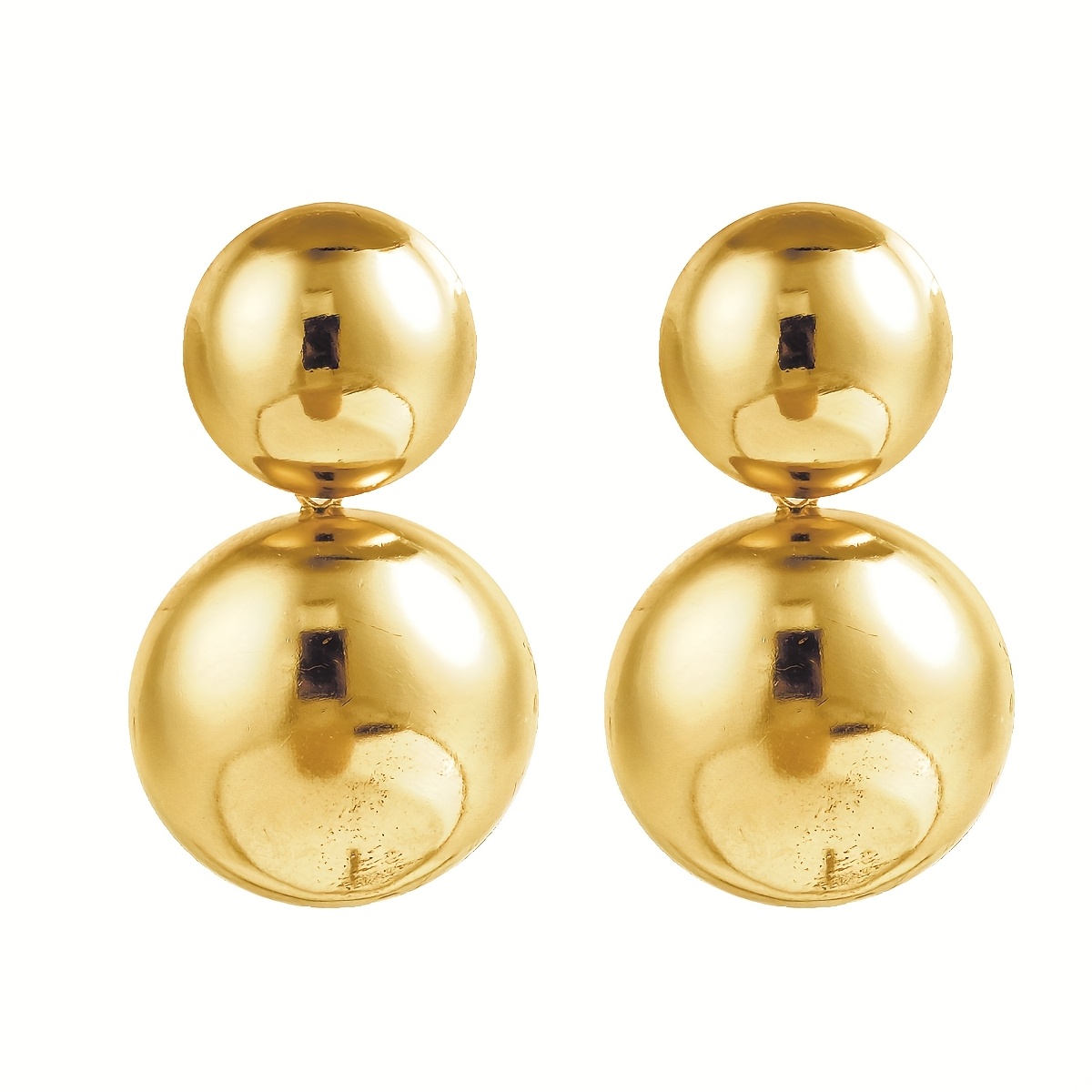 TEMU 1 Pair Vintage Elegant Golden-tone Polished Round Metal Earrings, Iron Fashion Accessories For Women - Ideal For & Special Occasions, European And