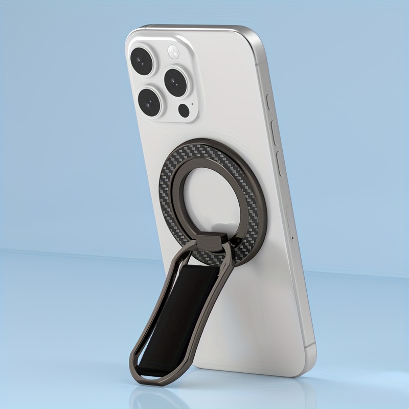 TEMU 2025 New Magnetic Mobile Phone Support For Iphone Double-sided Strong Magnet Phone Finger Ring Holder Desktop Portable Adjustable Band Stand