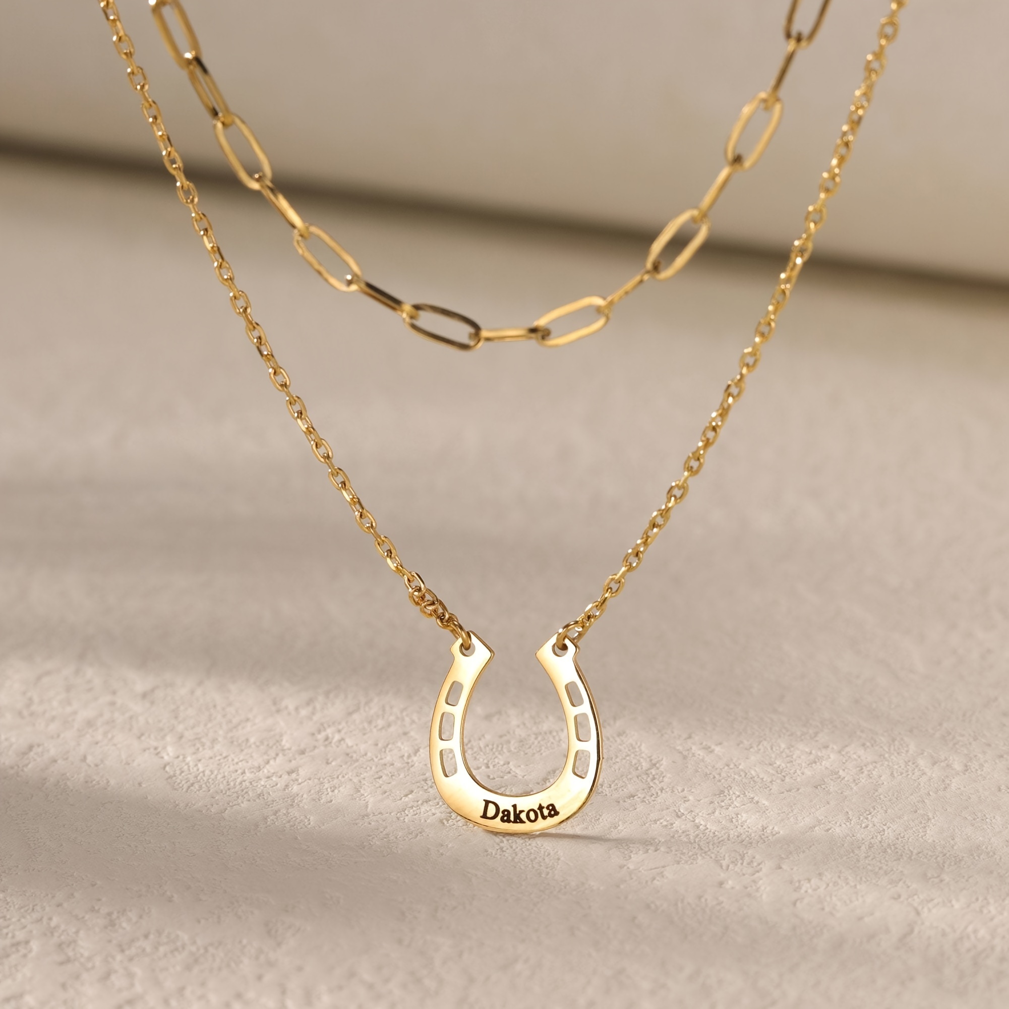TEMU Collier à double petite fermeture à clous personnalisé, collier à fermeture à clous personnalisé avec fermeture à clous en papier, collier avec