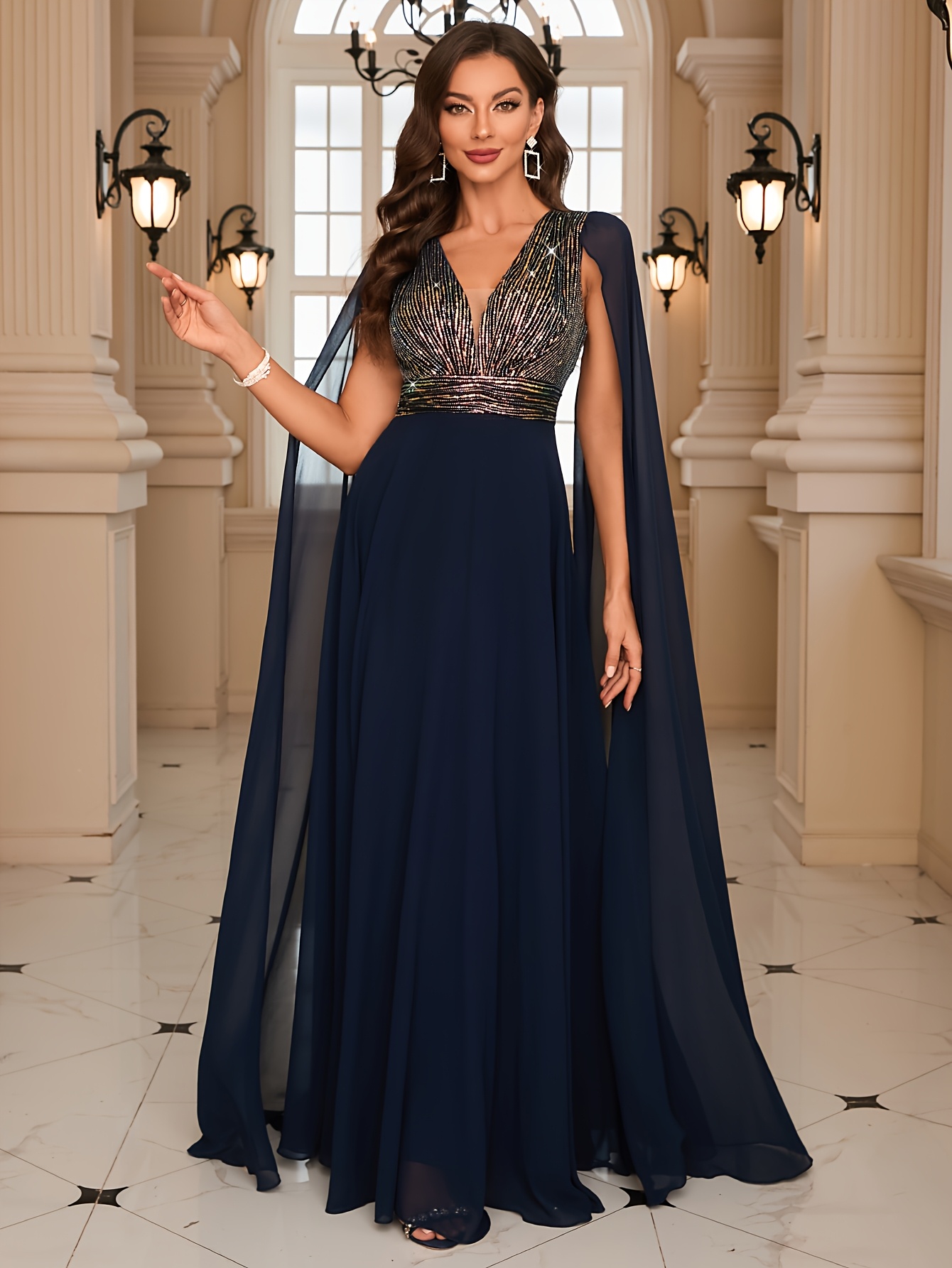 ruffle sleeve evening dress Jovani Evenings Dress 24280 Blush / 2