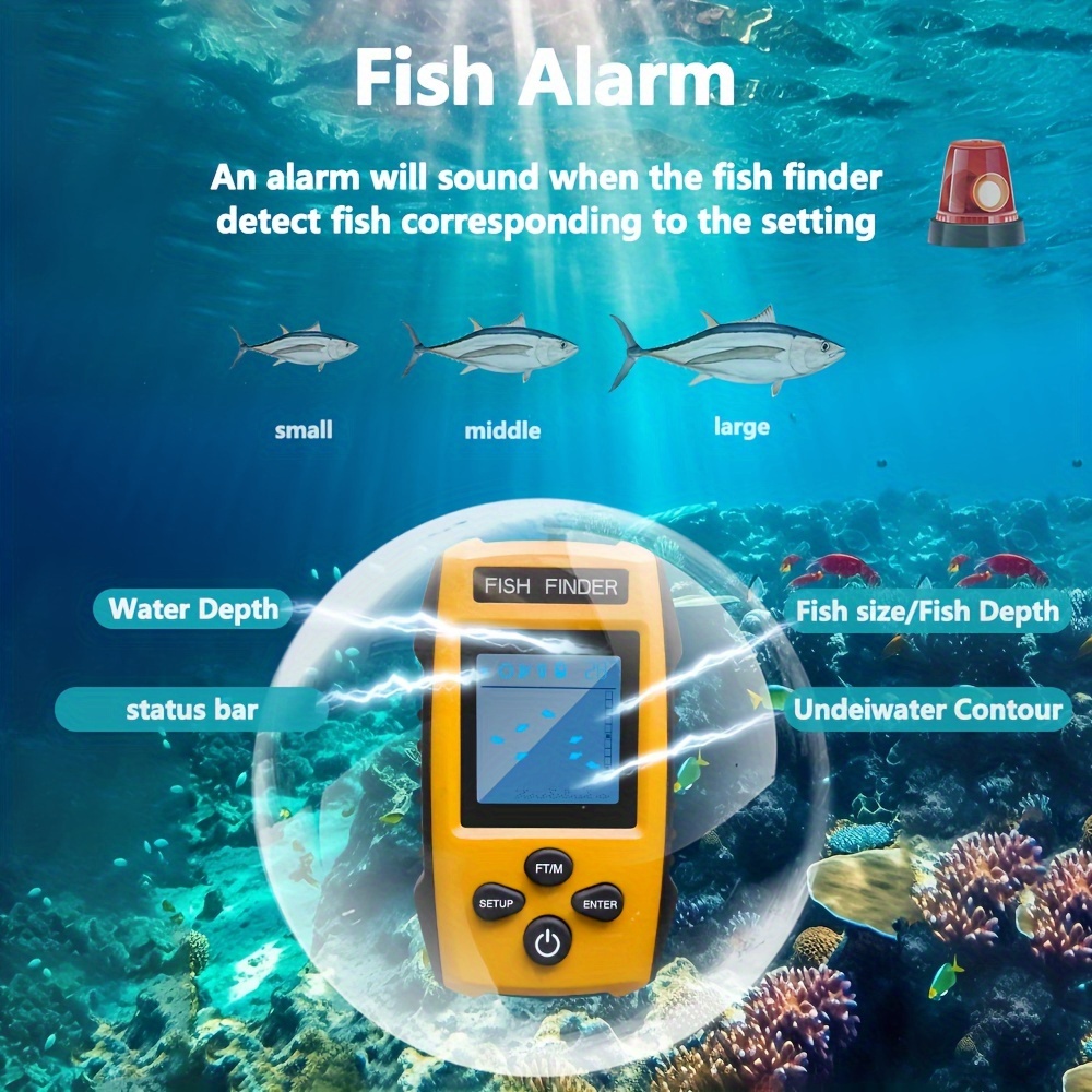 Fish Depth Finder Waterproof Underwater Fishing Finder Battery