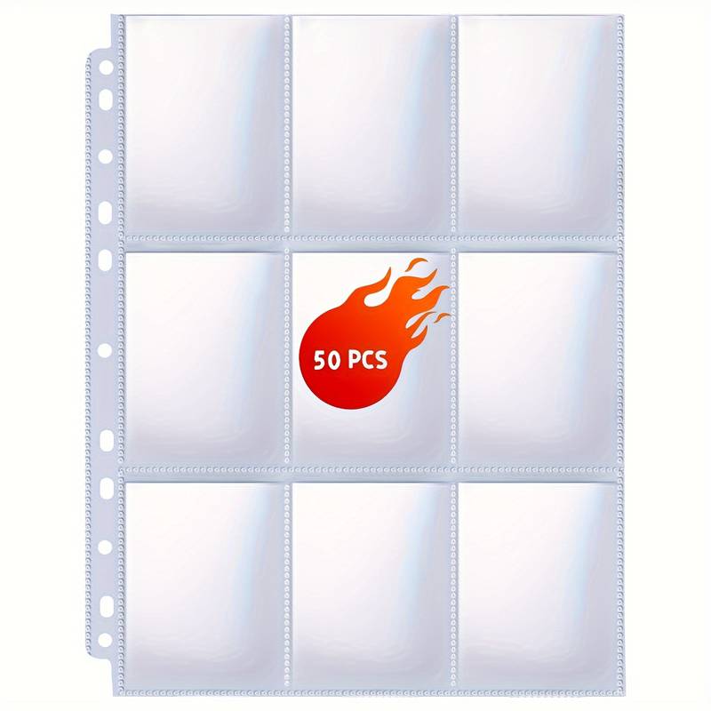 baseball card binder sleeves Biogenik 9 - Pocket Trading (50 Pack) 9 Pocket Page Protector, Trading