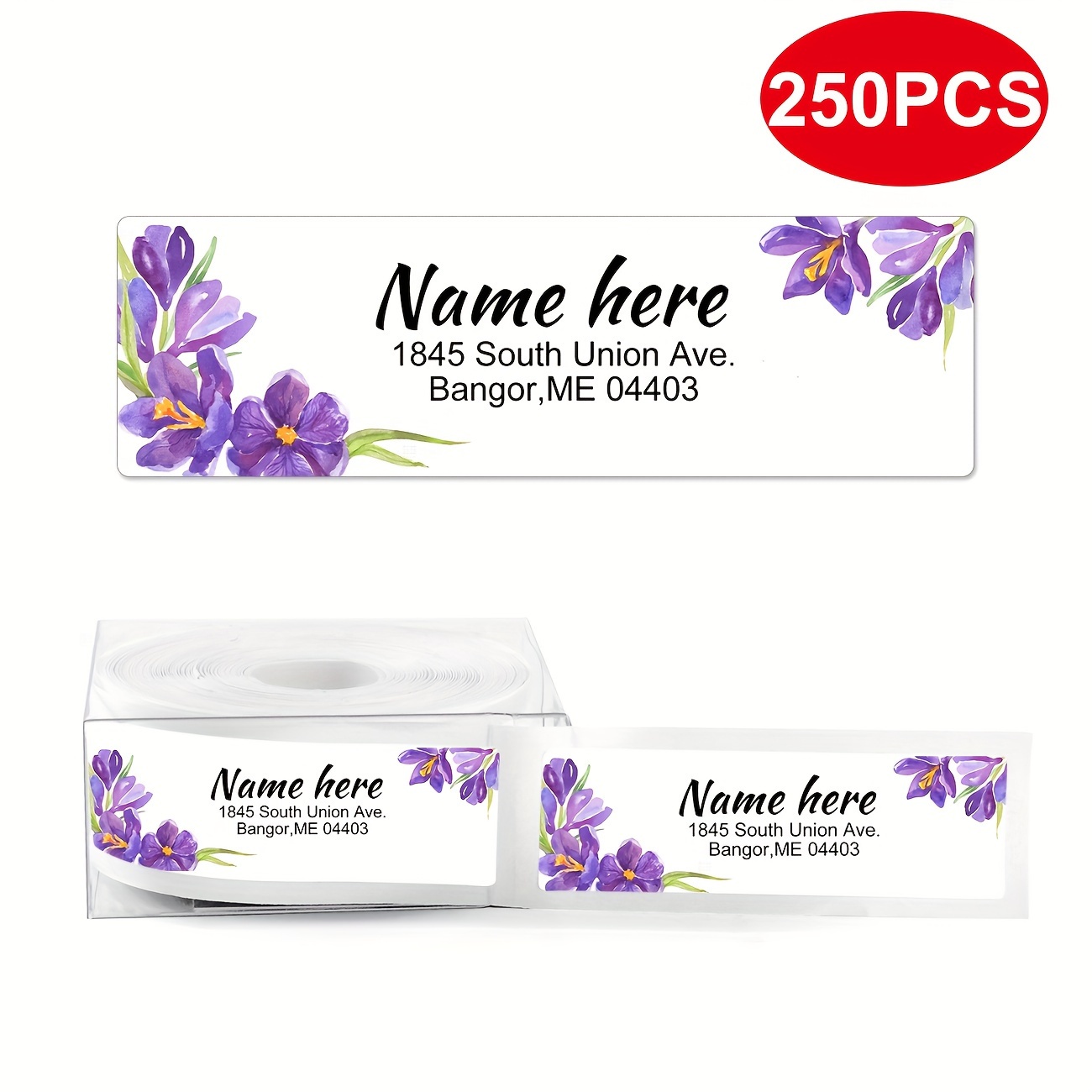 TEMU Personalized Return Address Labels - 2.5" X 0.75" - Large Self- Name Labels Adhesive Roll (60/250 Labels Per Roll) - Printed Address Labels With