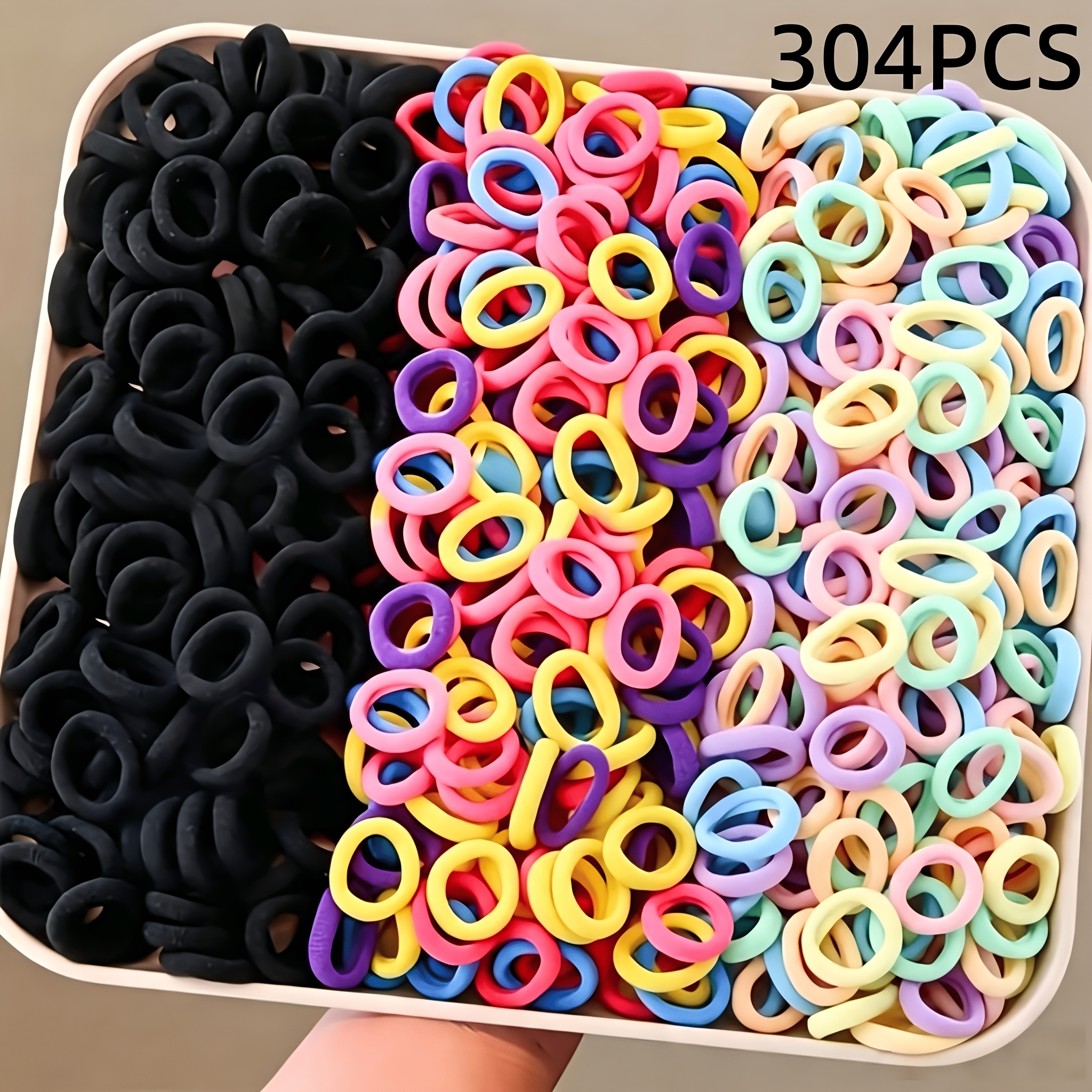 TEMU 304pcs Set Of Macaron Mixed Color Hair Scrunchies, Non-damaging Hair Bands For Girls, Elastic Hair Ties For Girls