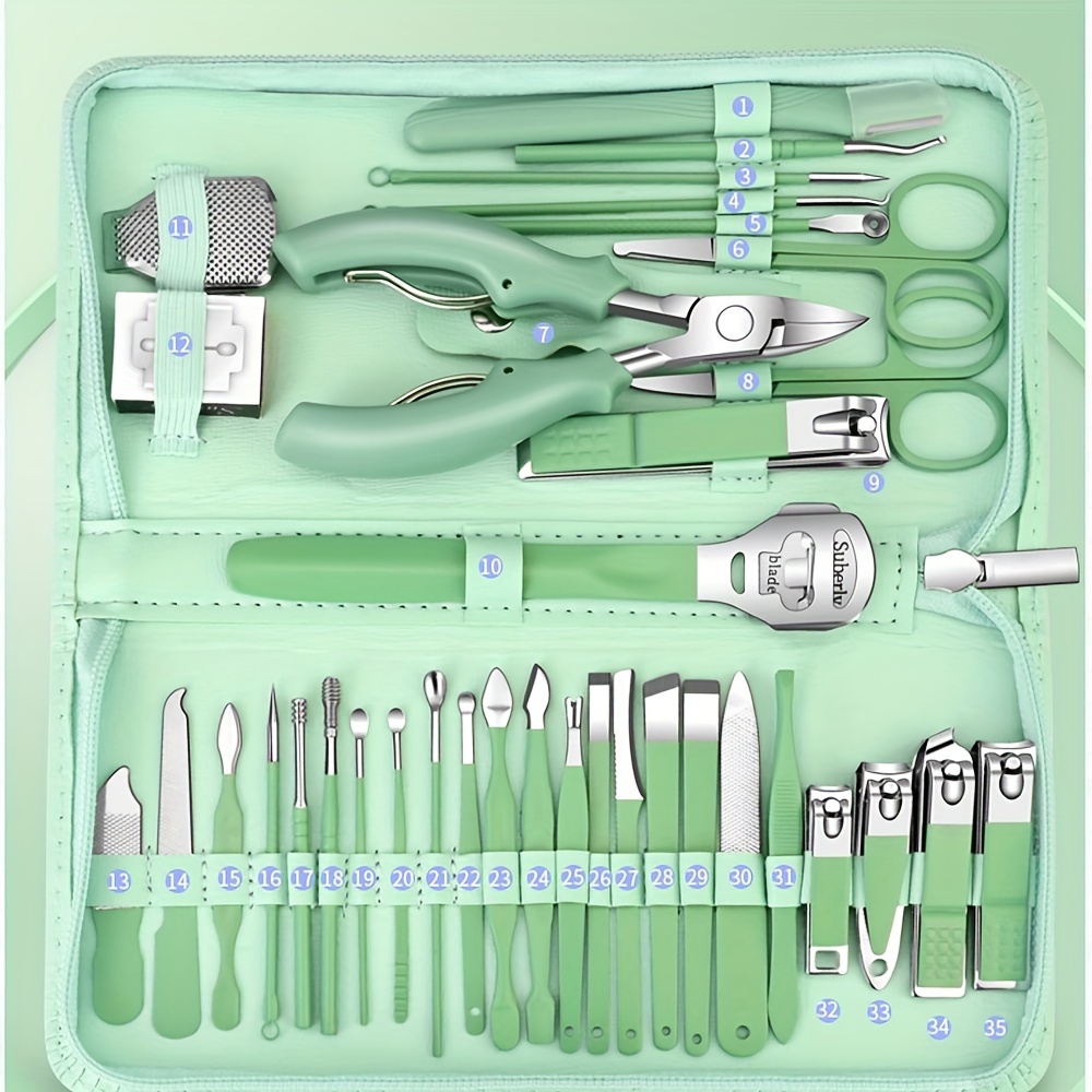 

35pcs Stainless Steel Manicure & Pedicure Set With Storage Case - Includes Nail Clippers, Cuticle Trimmer, And Eagle Pliers For Perfect Nail Care