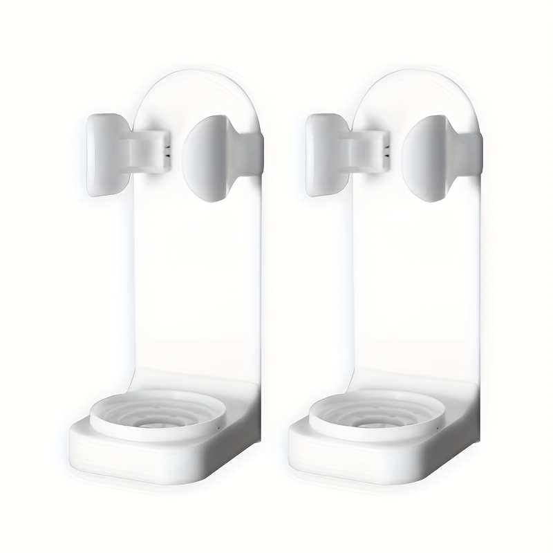 TEMU 2pcs Wall-mounted Electric Toothbrush Holder Suitable For Bathroom - No Drill Installation, Retractable Shelf With Expandable Space, Plastic For