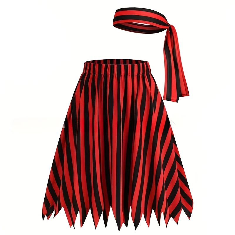 Image of 1/2/3pcs Cross-border Trade Striped Halloween Pirate Striped Bandana Skirt