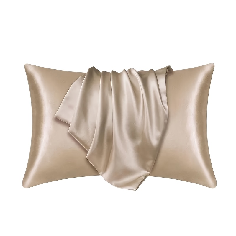 TEMU 1 taie d'oreiller en satin, pour cheveux et peau , douce et pour , taie d'oreiller douce toutes , couleur unie, pour décoration de chambre à