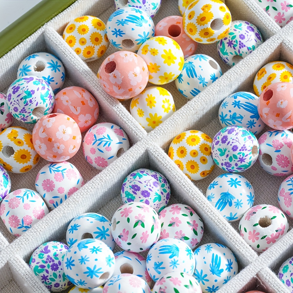TEMU A Set Of 100 Assorted 16mm Valentine's Day Flower Beads Featuring Holes For Decoration. Colorful Wooden Beads Are Perfect For Projects Like Pen