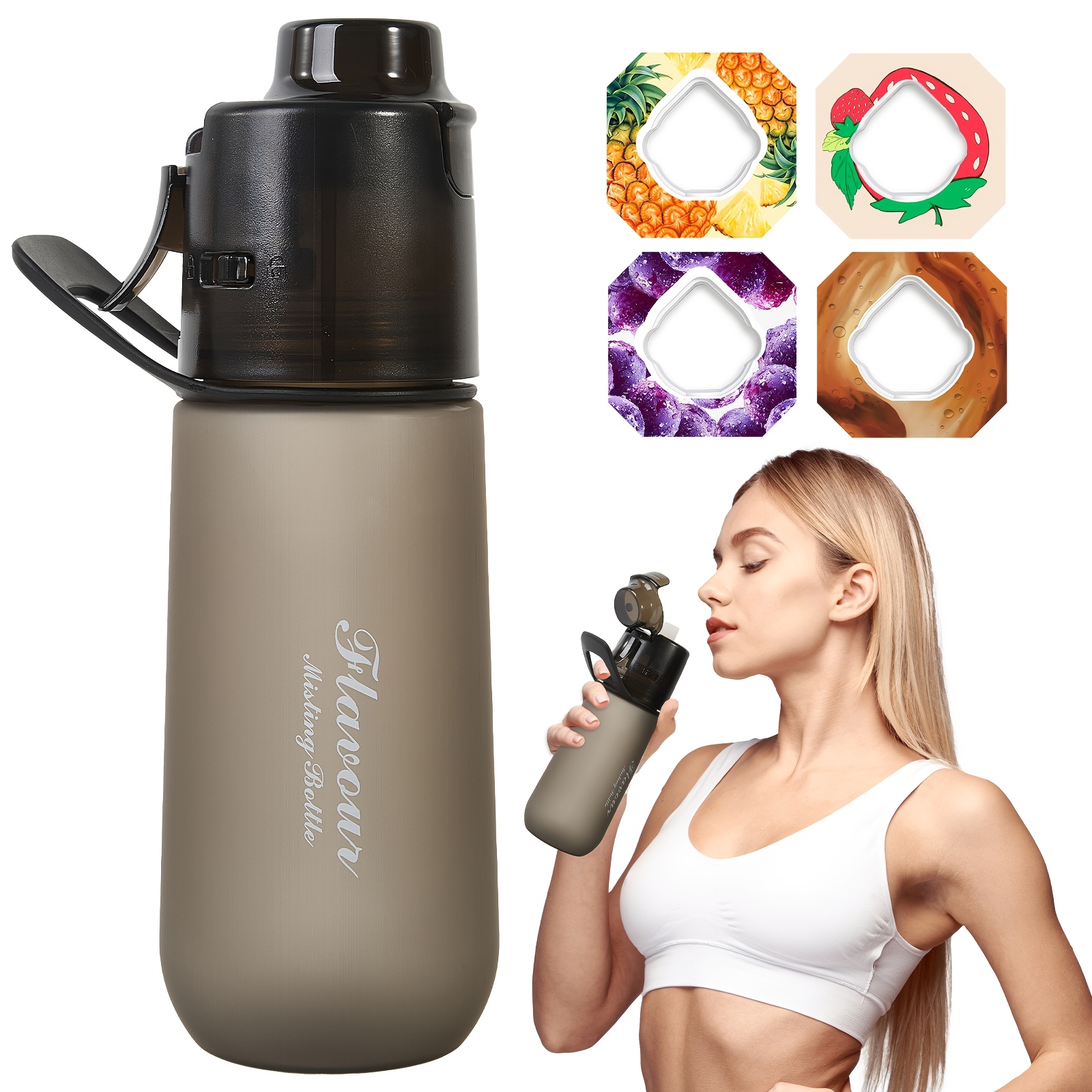 

700ml, 700ml Water Bottle With 4 Boxes, Suitable For Outdoor Sports, Cycling, Fitness, Yoga Black