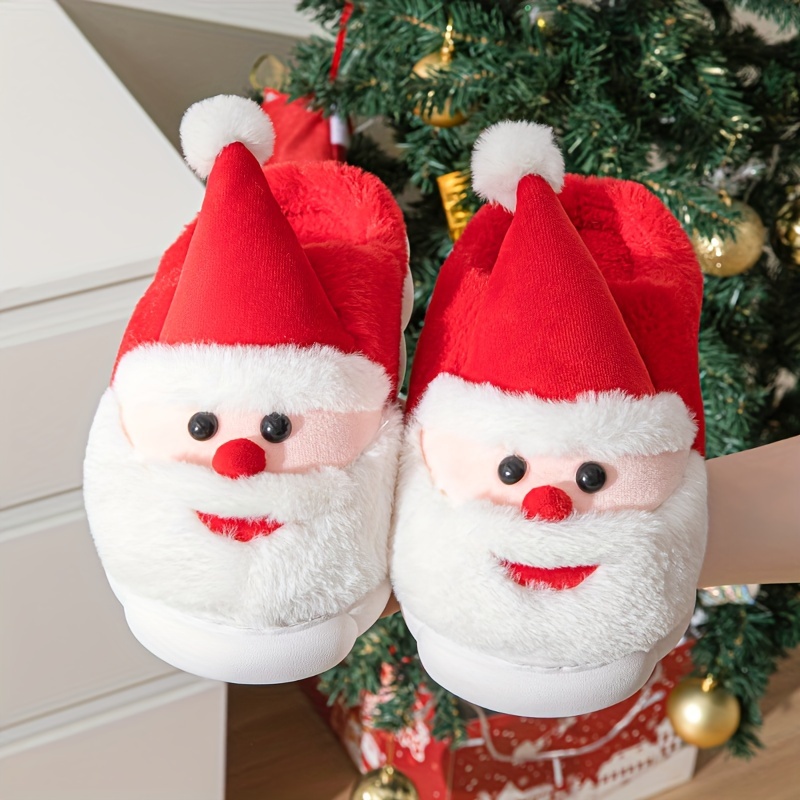 

Men's Adorable Cartoon Santa Pattern Slippers, Funny Comfy Non Slip Casual Thermal Bedroom Slides, Men's Indoor Footwear