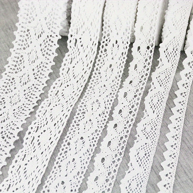 

5m/pack White Cotton Lace Ribbon, Vintage Lace Trims For Craft, Clothing Accessories And Gift Decoration, Decorative Supplies