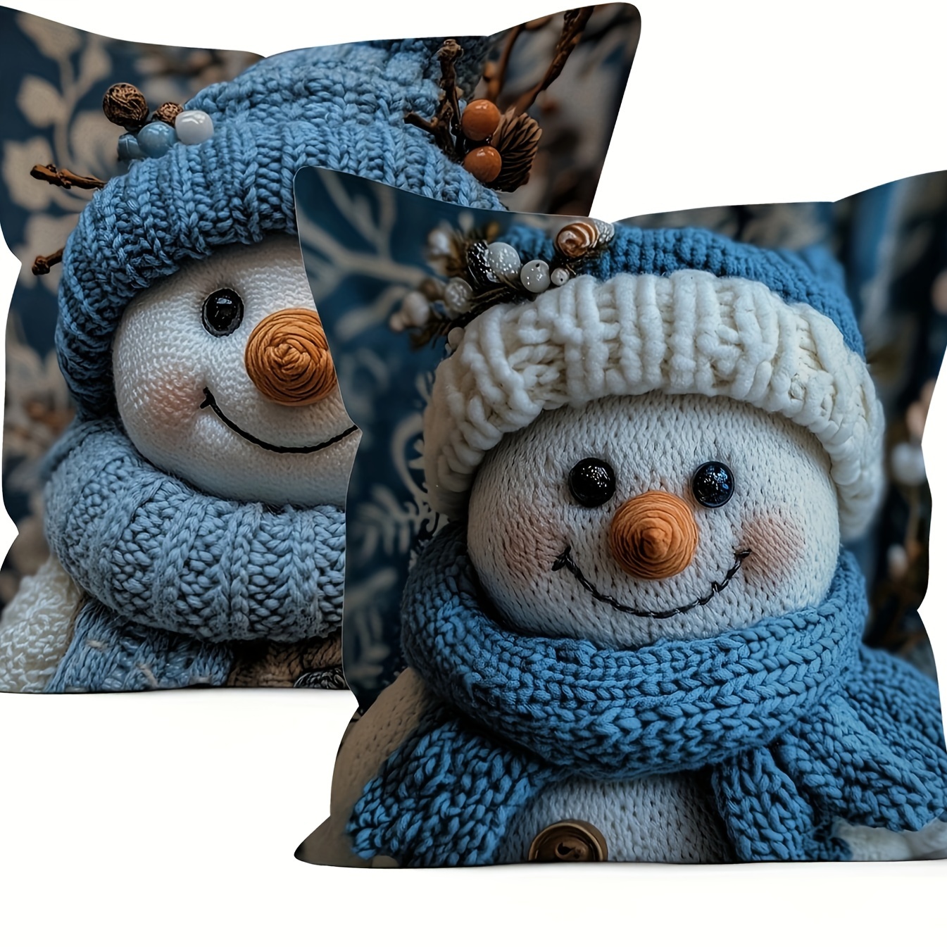 

2- Snowman 45x45cm, , , , Polyester Decorative Pillowcases For , , , Sofa, Car - 180gsm