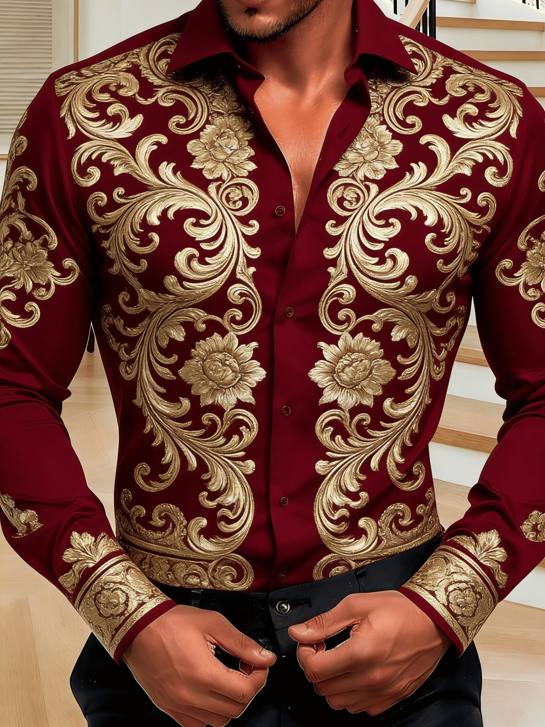 burgundy dress shirt men sold on Temu United States