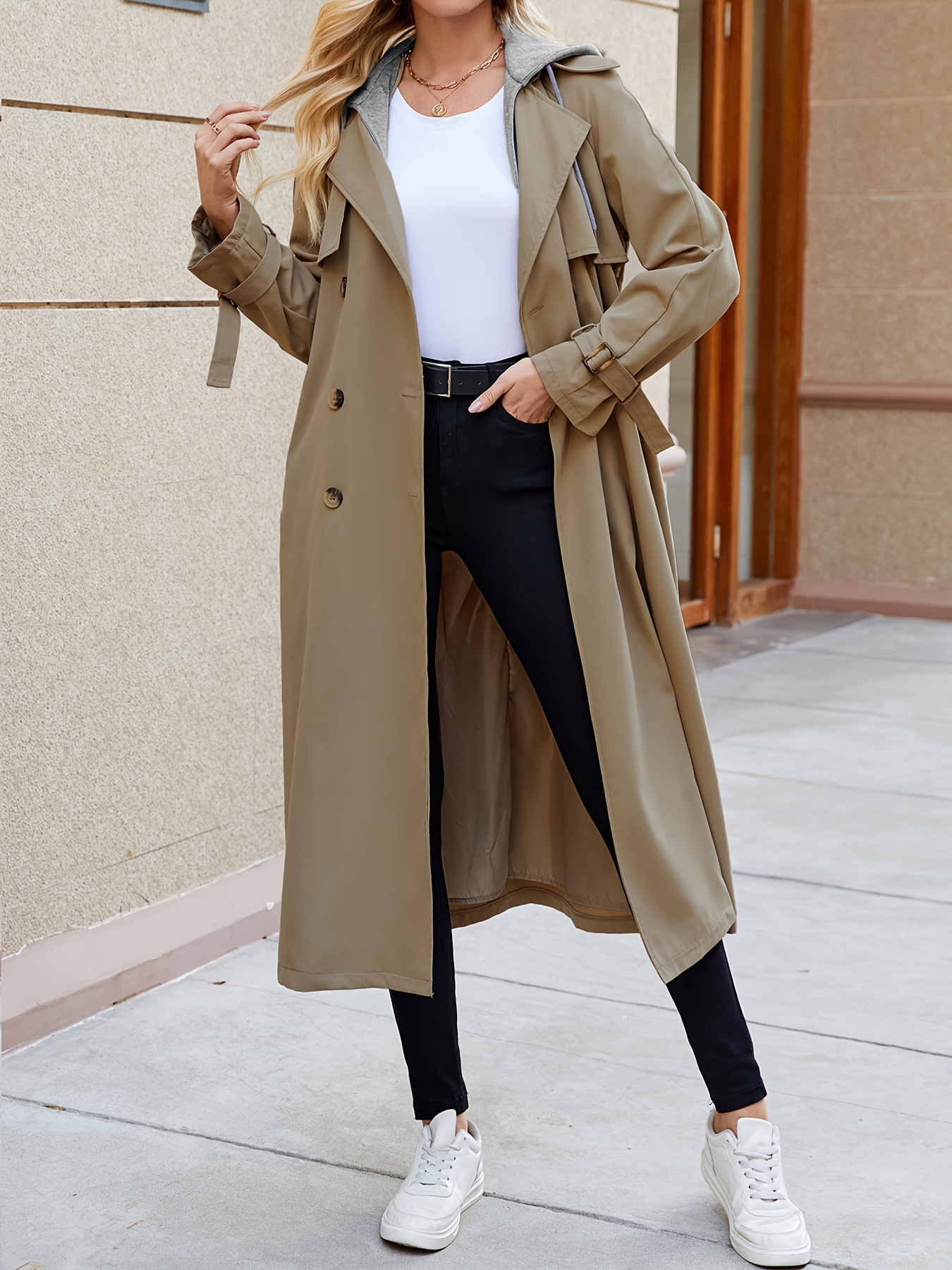 Abrigo Largo Chamarra Color Hueso Outfit Abrigo Largo Beige Mujer