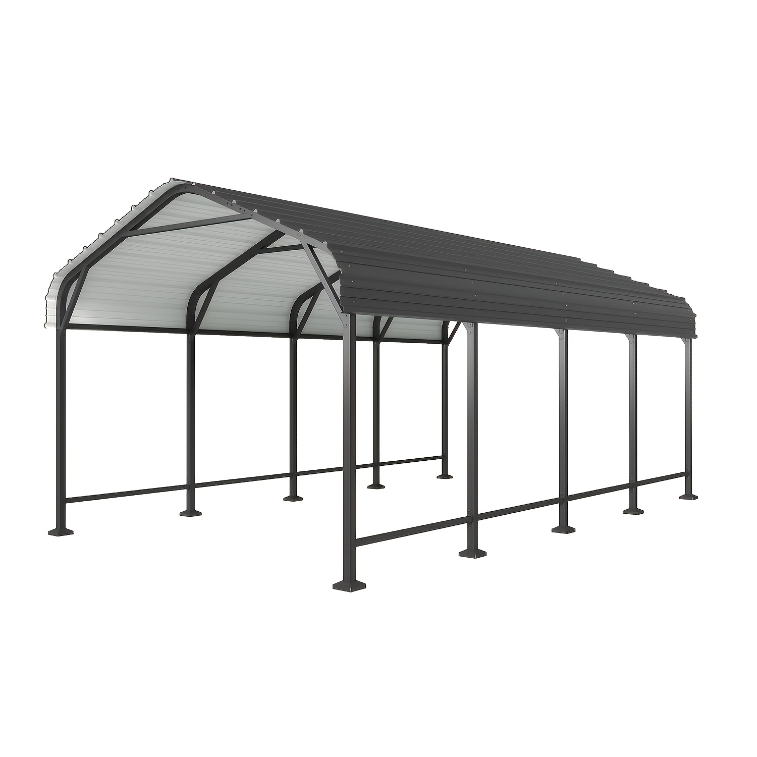 TEMU Ulsmvoc 12 X 20ft Heavy Duty Metal Carport - Reinforced Base Frame, Outdoor Garage Shelter For Cars, Trucks, Boats, Tractors, And Rv (black)