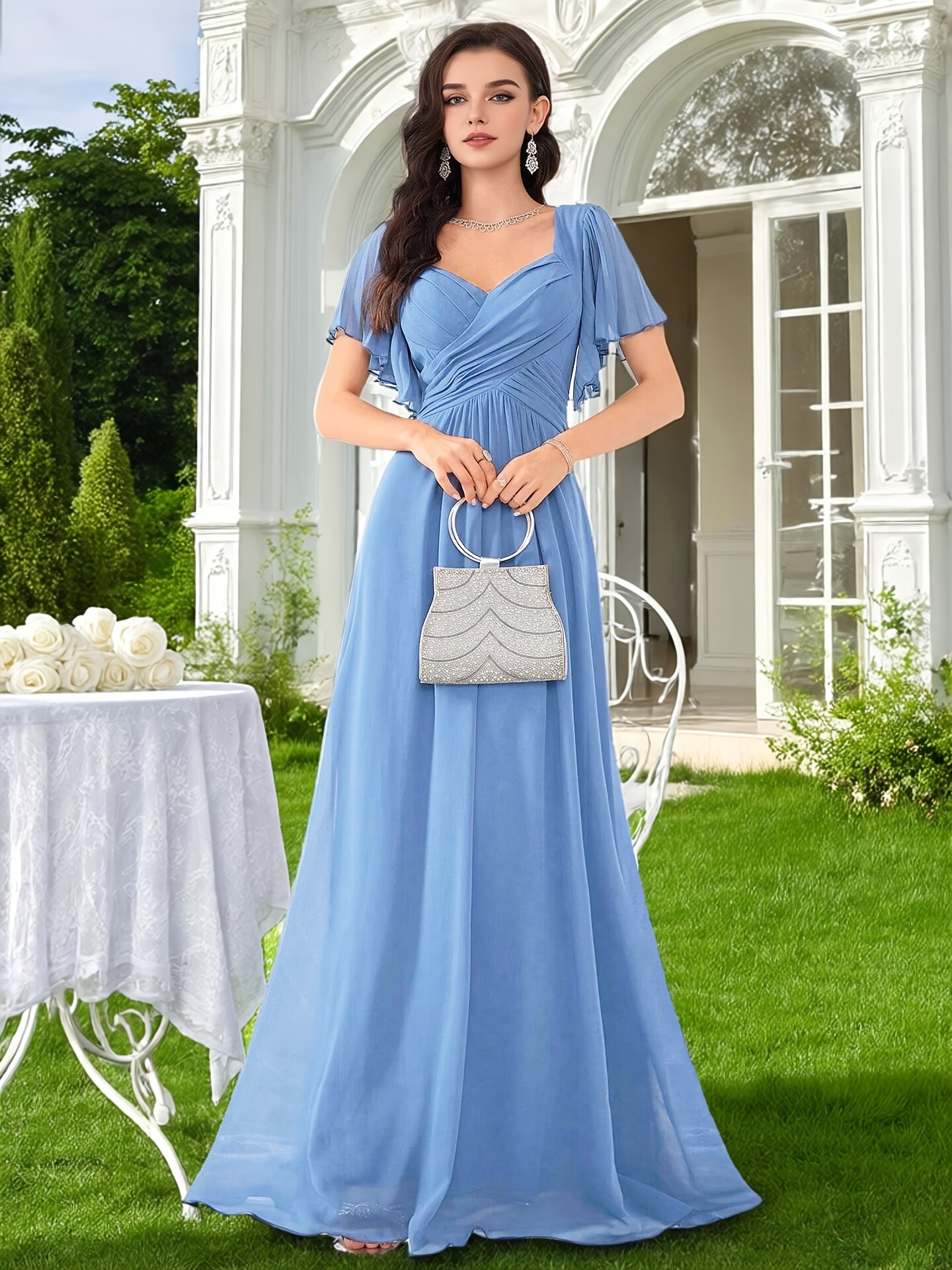 elegant elegant western evening dress v neck waist
