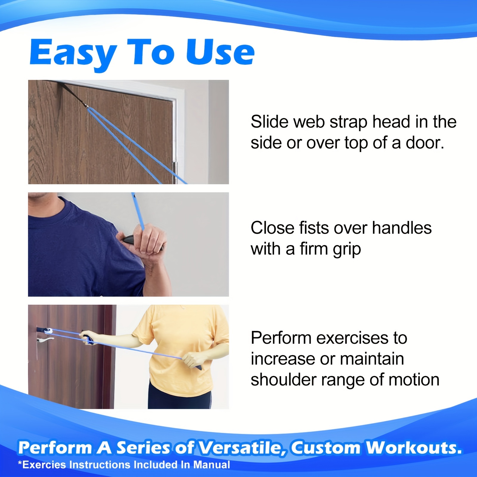 portable shoulder pulley system ergonomic handles web strap Temu