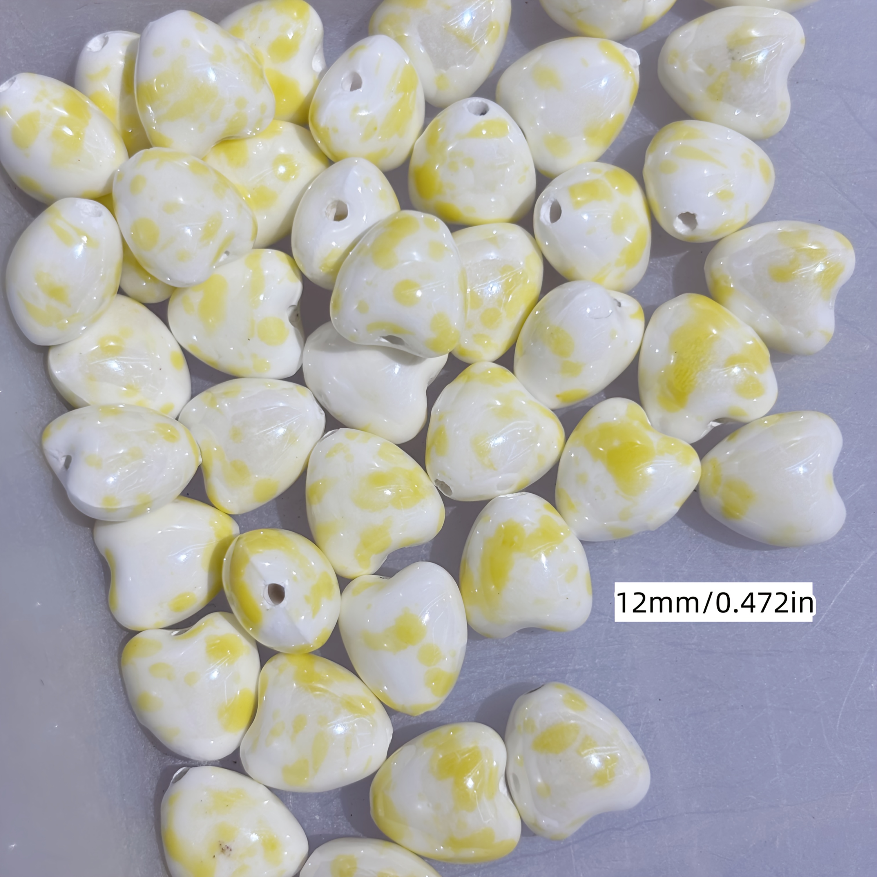 50pcs Set of 12mm Peach Shaped Ceramic Beads for DIY Jewelry Making