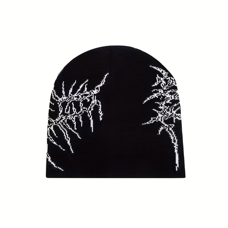Image of 1pc Gothic Y2k Fashion Casual Streetwear Unisex Cold Weather Jacquard Beanie, In Multiple Colours, Suitable For Outdoor , Skateboarding, Skiing, Valentine's Day, And Anniversaries.