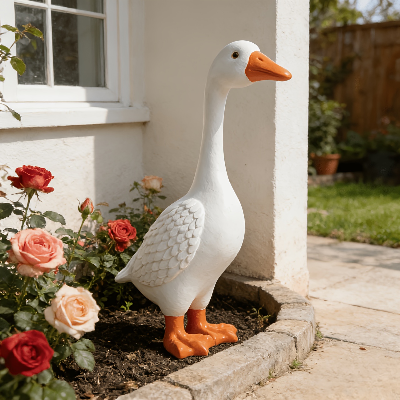 cute   garden statue resin outdoor yard decor weatherproof farm animal figurine for lawn patio home aesthetic whimsical ornament gift