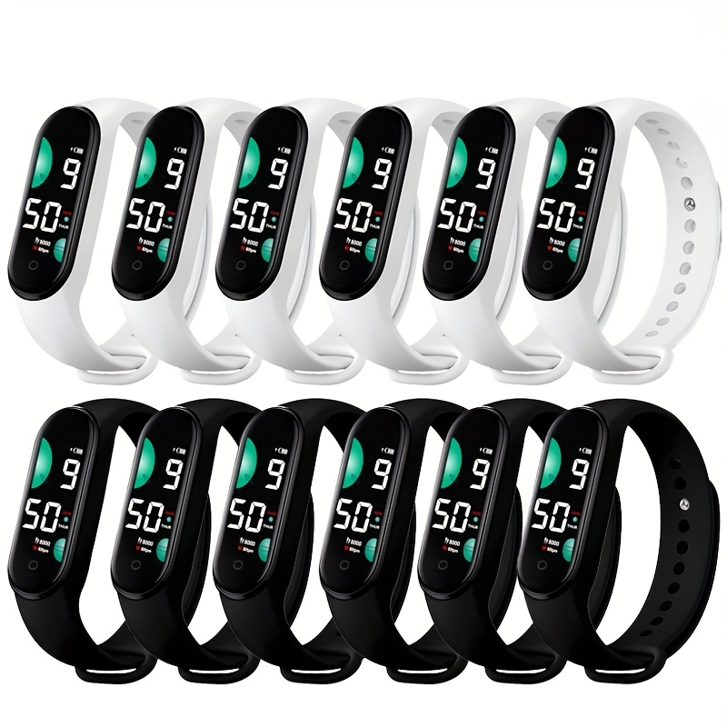 12 relojes deportivos led con pantalla táctil - correa de silicona  , pantalla táctil y digital,   para actividades al aire libre