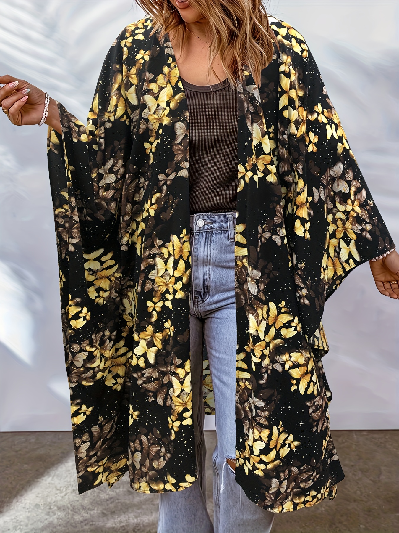 Dabi Handmade Kimono Weave Styled Patchwork Boho Festival Kimono Duster  Cardigan One Plus Size Cotton Special Gift Fall Spring Winter S-3X -   Canada