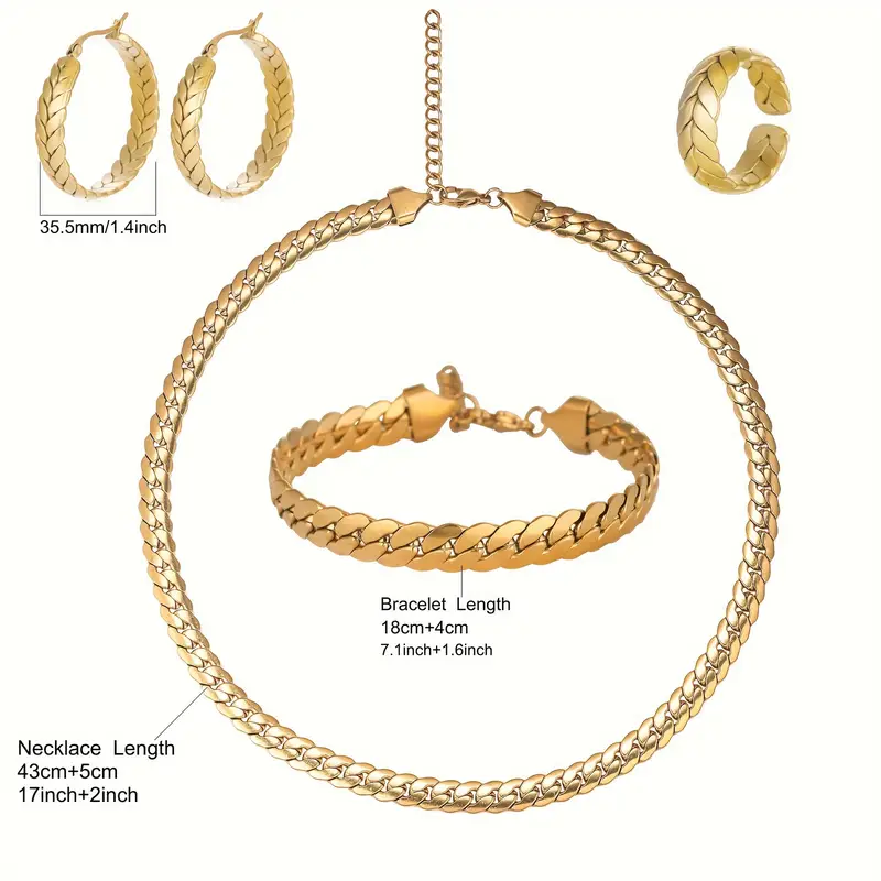 18k golden plated 4pcs jewelry set men and women stylish         for   any holiday valentines day birthday anniversary gift box Product details 2
