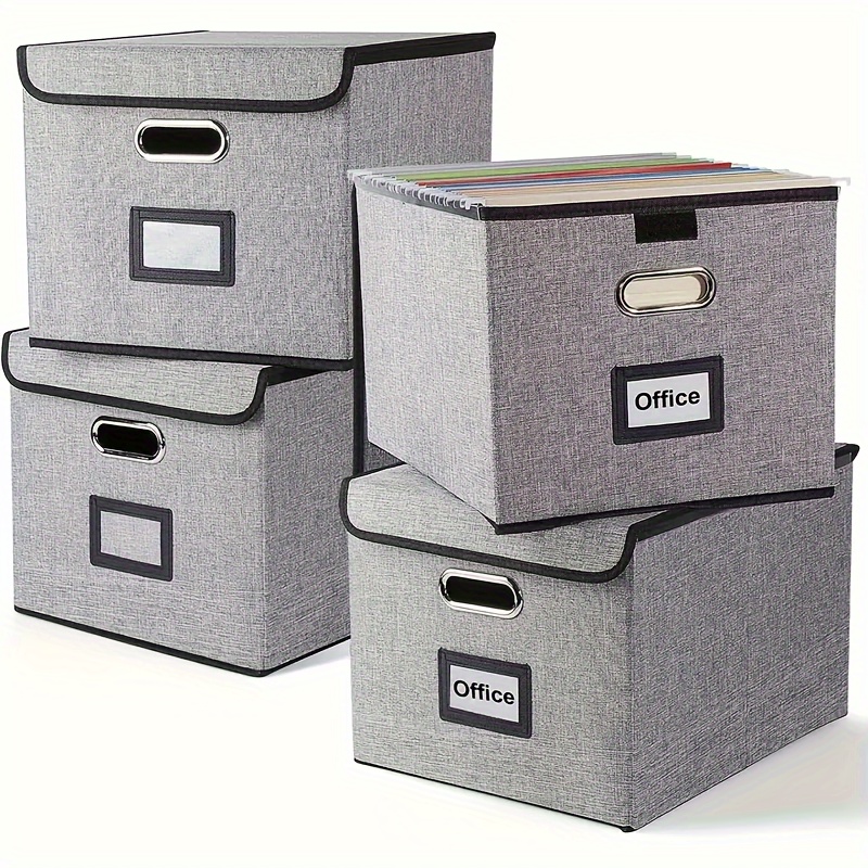 File Box Lid Foldable Linen/hanging File Storage Box - Temu