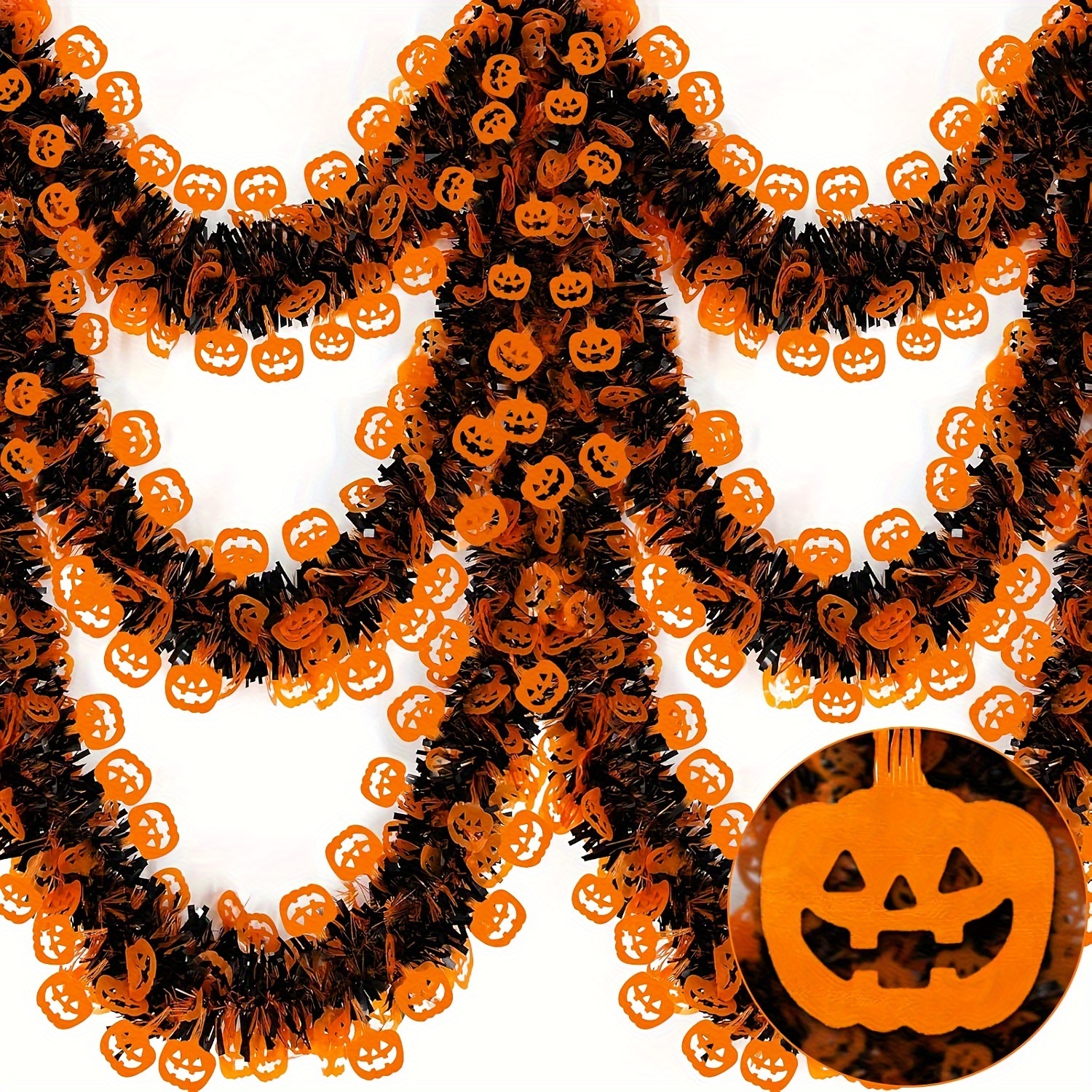 

Sparkling Tinsel Garland - Metallic Pumpkin & Mixed Colors, Pvc Hanging Decor For Indoor/outdoor Parties