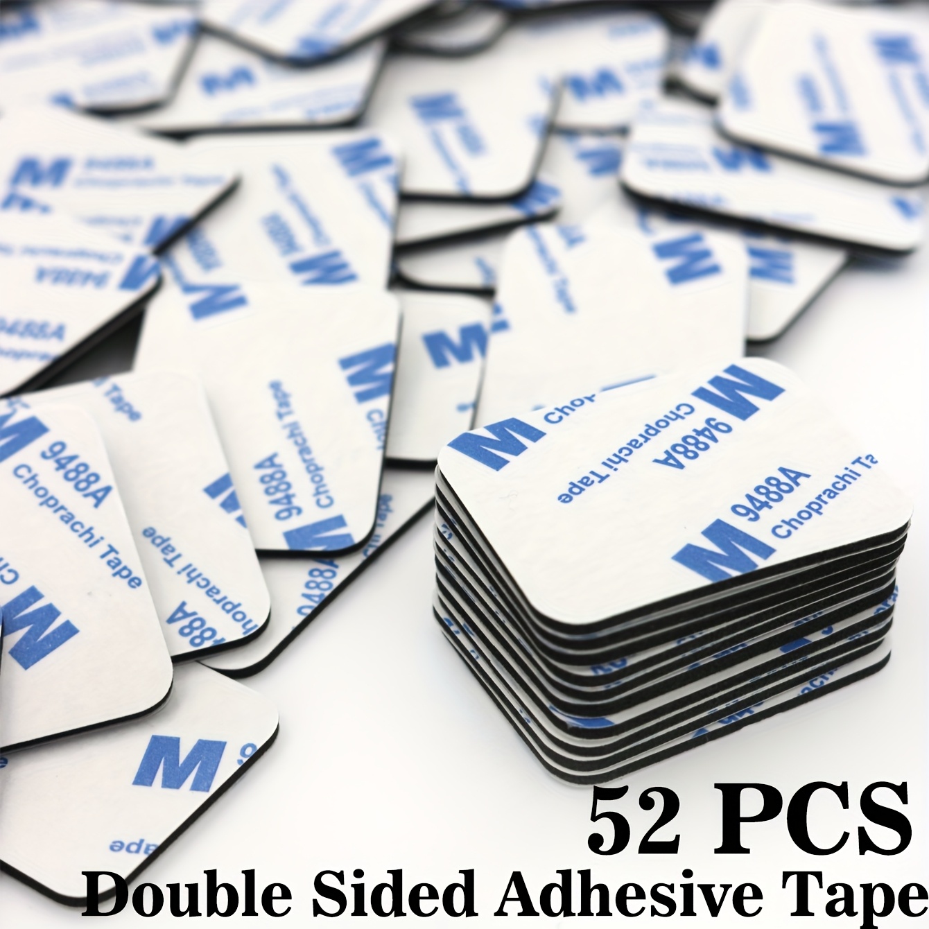 

52pcs Strong Adhesive Dual-sided Tape, 30x40mm Rectangular Stickers For Home Decor, Picture Frames & Crafts - Ideal For Plastic, Glass, Metal