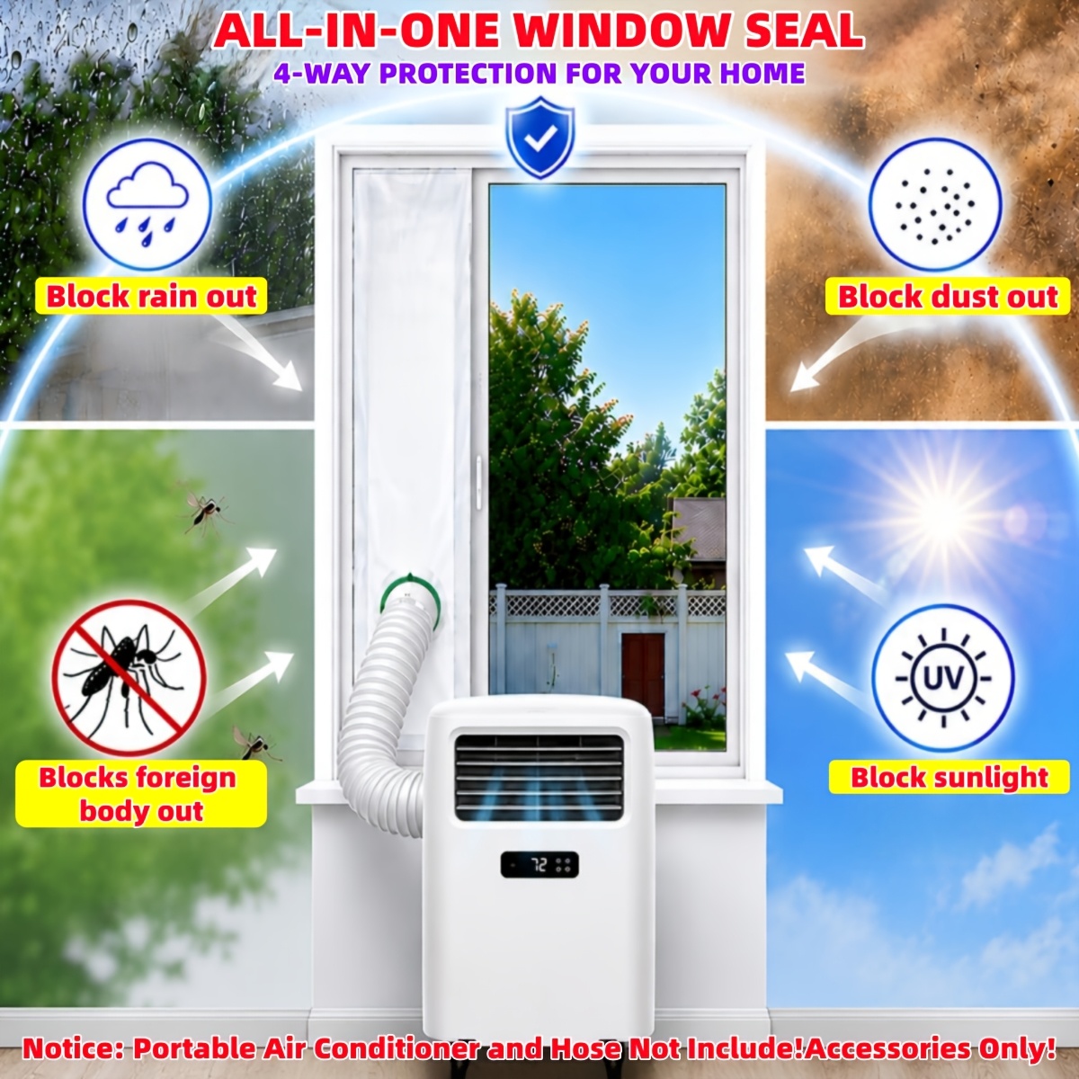 Mxclimate Adjustable Window Vent Kit – 4-Inch Duct Plate, Fits Sliding Windows 16.5" To 63", For Dryer, Grow Tents, AC Units