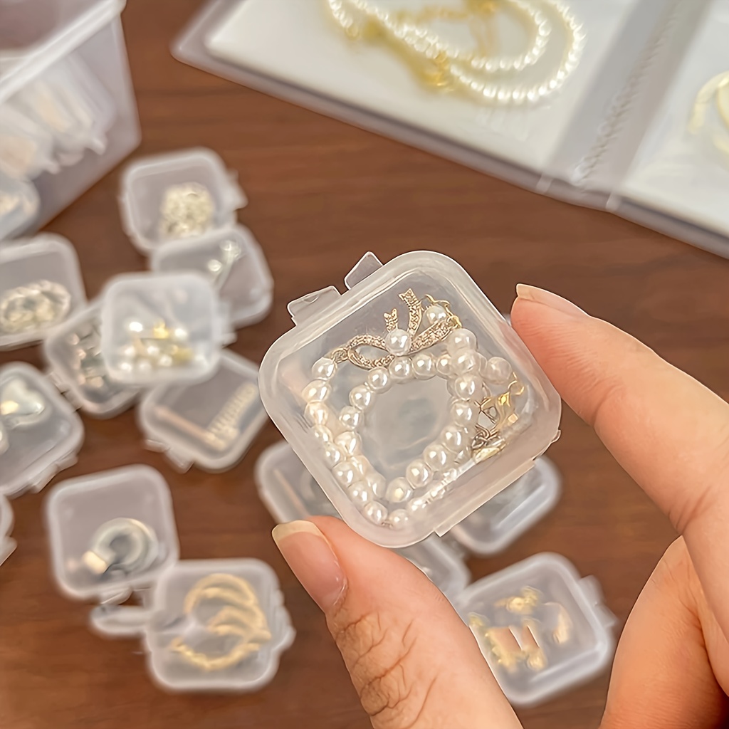 TEMU 40pcs Mini Jewelry Storage Containers, Clear Plastic Cases For Bracelets And Small Accessories
