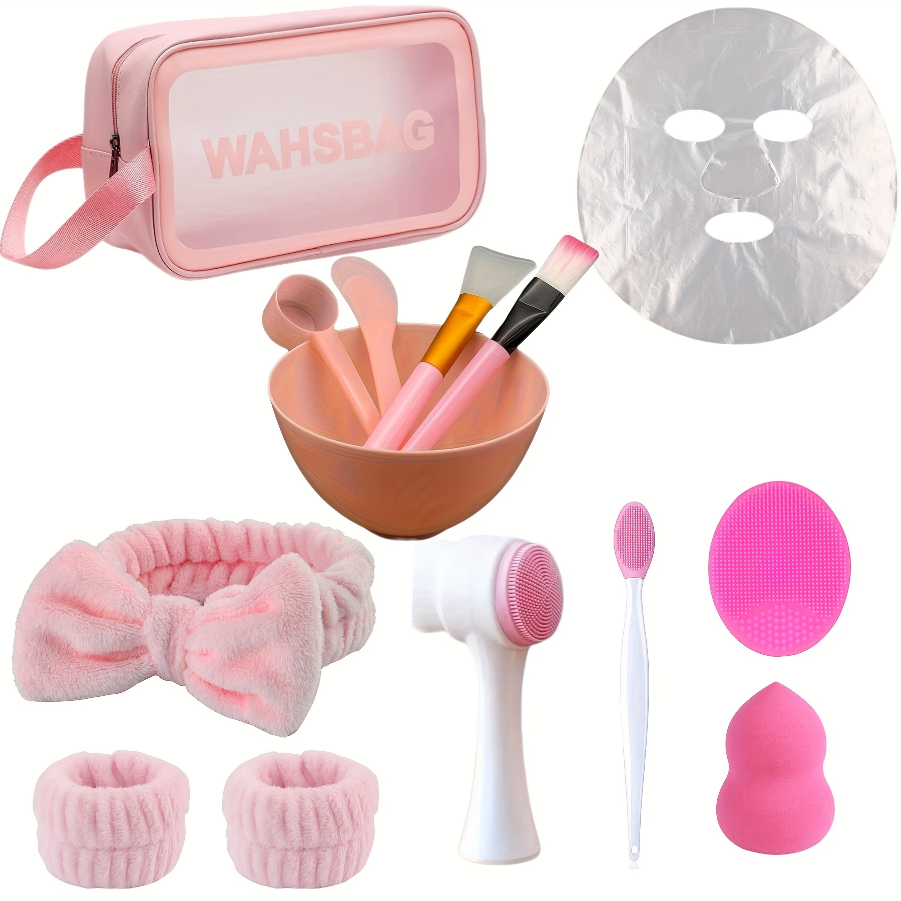 

Face Care Luxury Set: Portable Spa Spa Mixing Mask - Including Mask Bowl, Mask Stirring Stick, Measuring Spoon, Silicone Mask Brush, Soft Bristle Brush, Soft Plush Headband, Nose Brush,