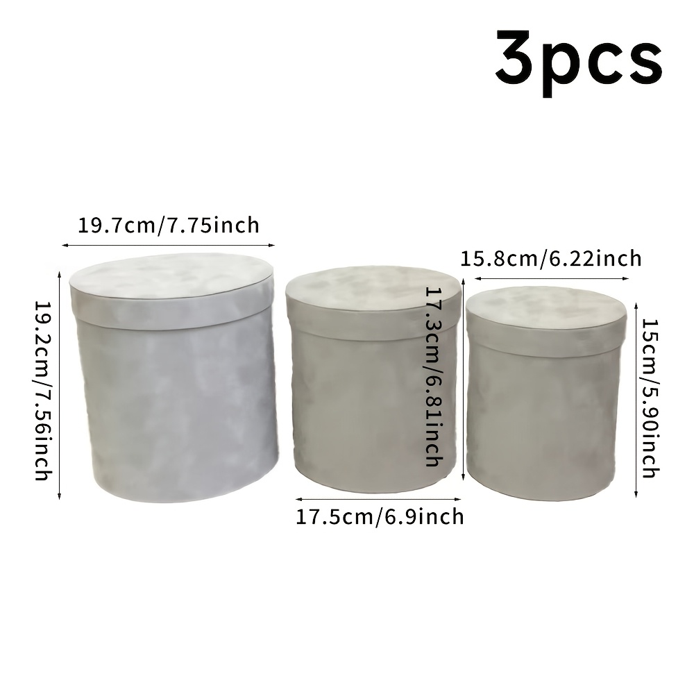TEMU Ensemble de 3 boîtes cadeaux cylindriques en flanelle simple - Grande , multi-, avec couvercles, pour aveux, fêtes, anniversaires, cadeaux,