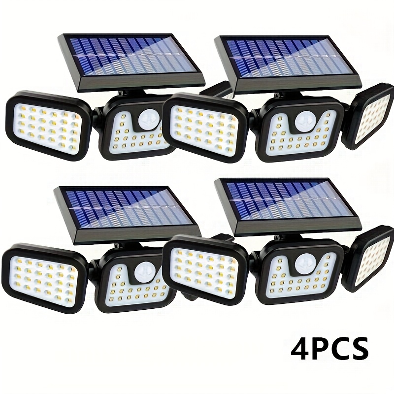E-shop 74-LED Solarbetriebener Bewegungsmelder-Außenfloodlight mit einstellbarer Helligkeit, mehrstufige Beleuchtung für Garten, Garage und