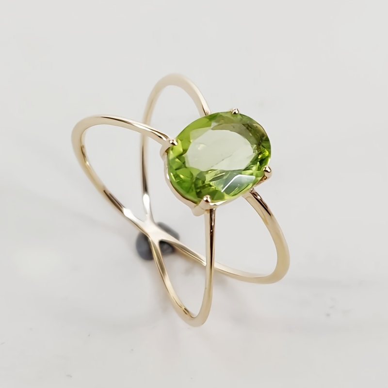 טבעת נחושת עיצוב בוהו פשוט אחד עם זירקוניה חגיגית ירוקה, לא חלול, חתונה, מושלמת, מתנות סינית ההודיה, התאמה לכל עונה