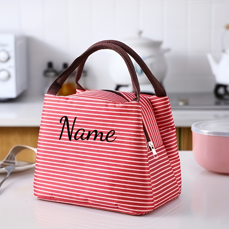 TEMU Borsa termica portatile isolata con ricamato personalizzato, borsa termica versatile, borsa tote adatta per lavoro, scuola, picnic, gite in