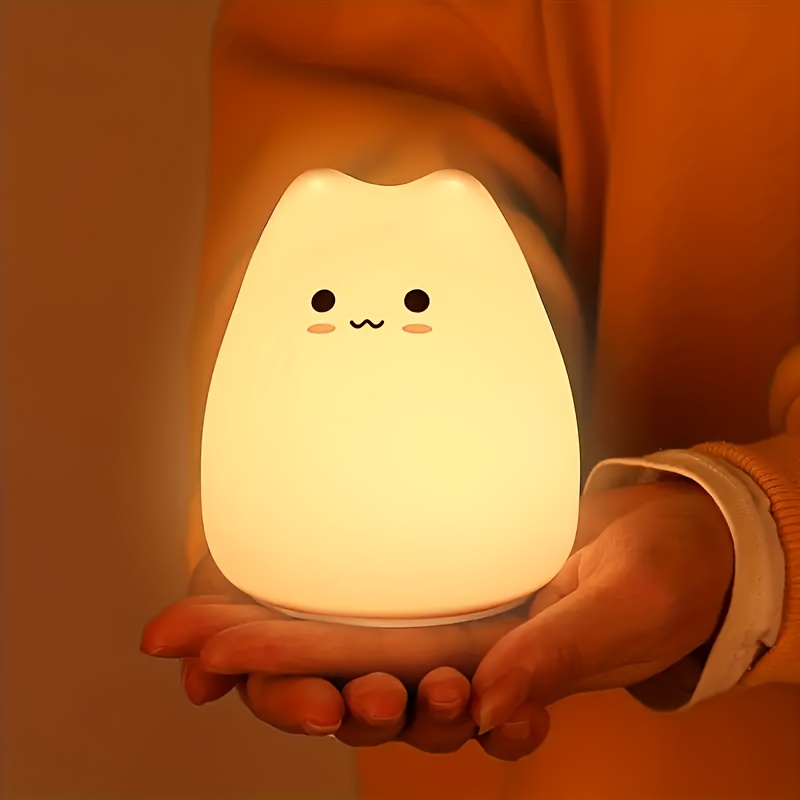 adorable cat night   activated usb powered bedside lamp with warm white multicolor   cute blush     room or cozy bedroom ambiance durable animal themed decor Product details 1