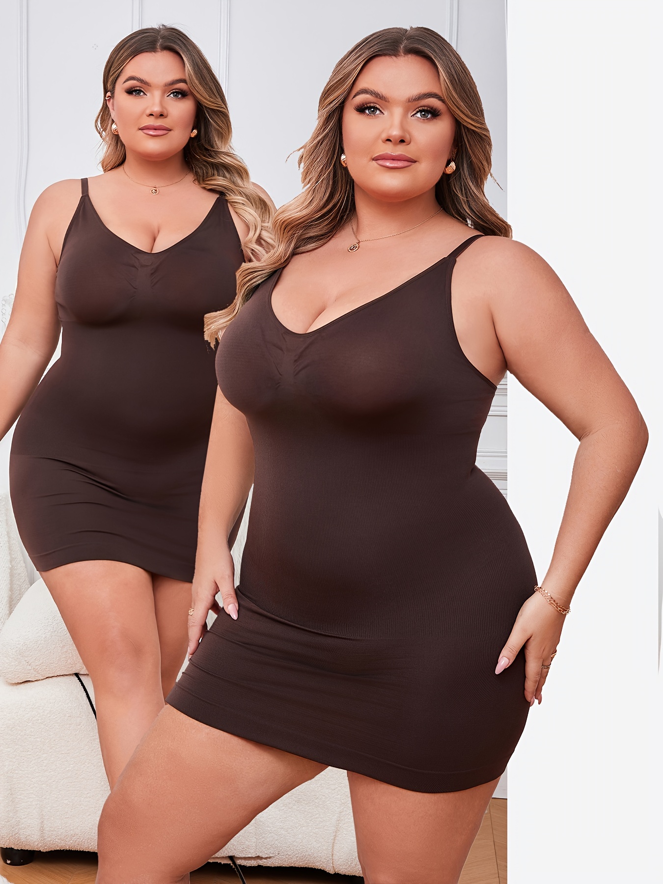 Plus Size Simple Shapewear Women's Plus Seamless Solid Tummy - Temu